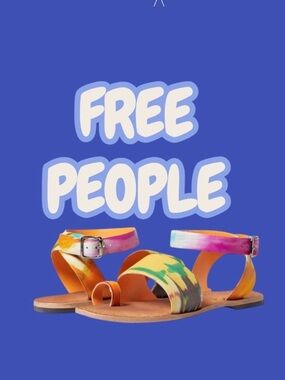 FREE PEOPLE Sun Peaks hand painted leather sandals women’s shoes size 37.5 7
